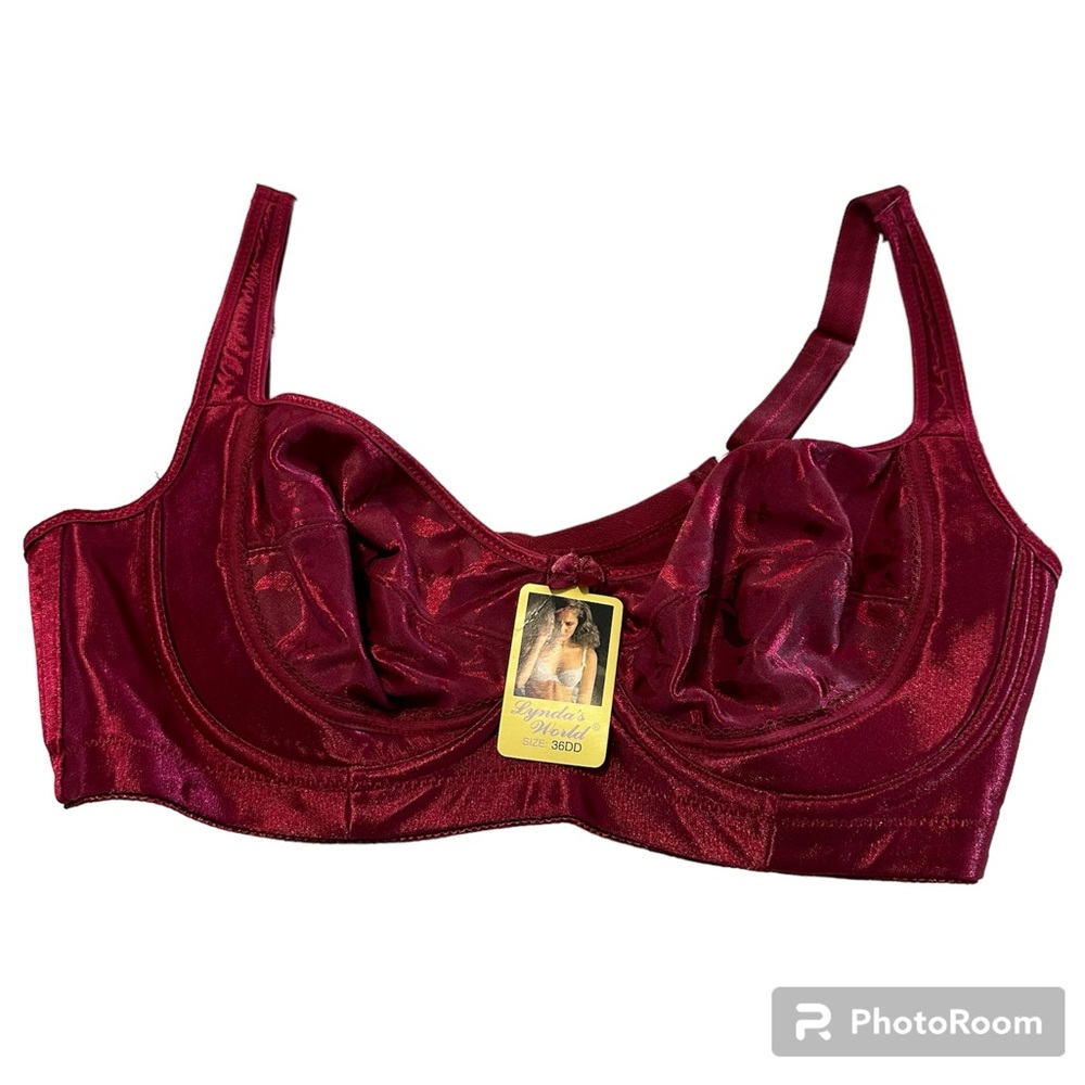 Lynda’s World Underwire Maroon Bra 36DD Vintage
